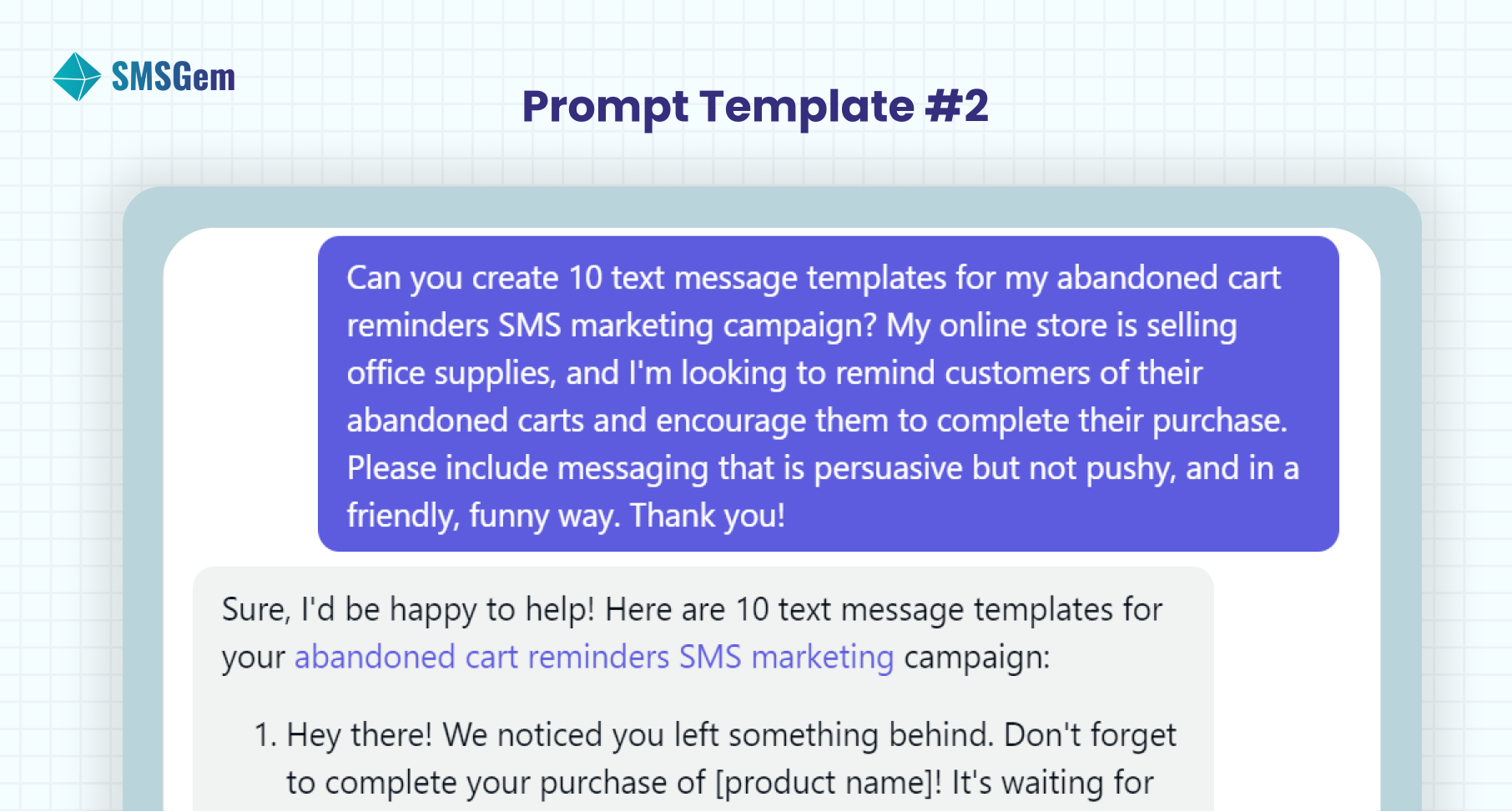 CHatGPT Prompt for SMS Marketing